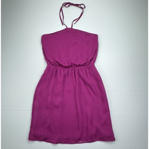 Express Magenta Strapless Dress Sz Small Lined Casual String Tie - Picture 1 of 9
